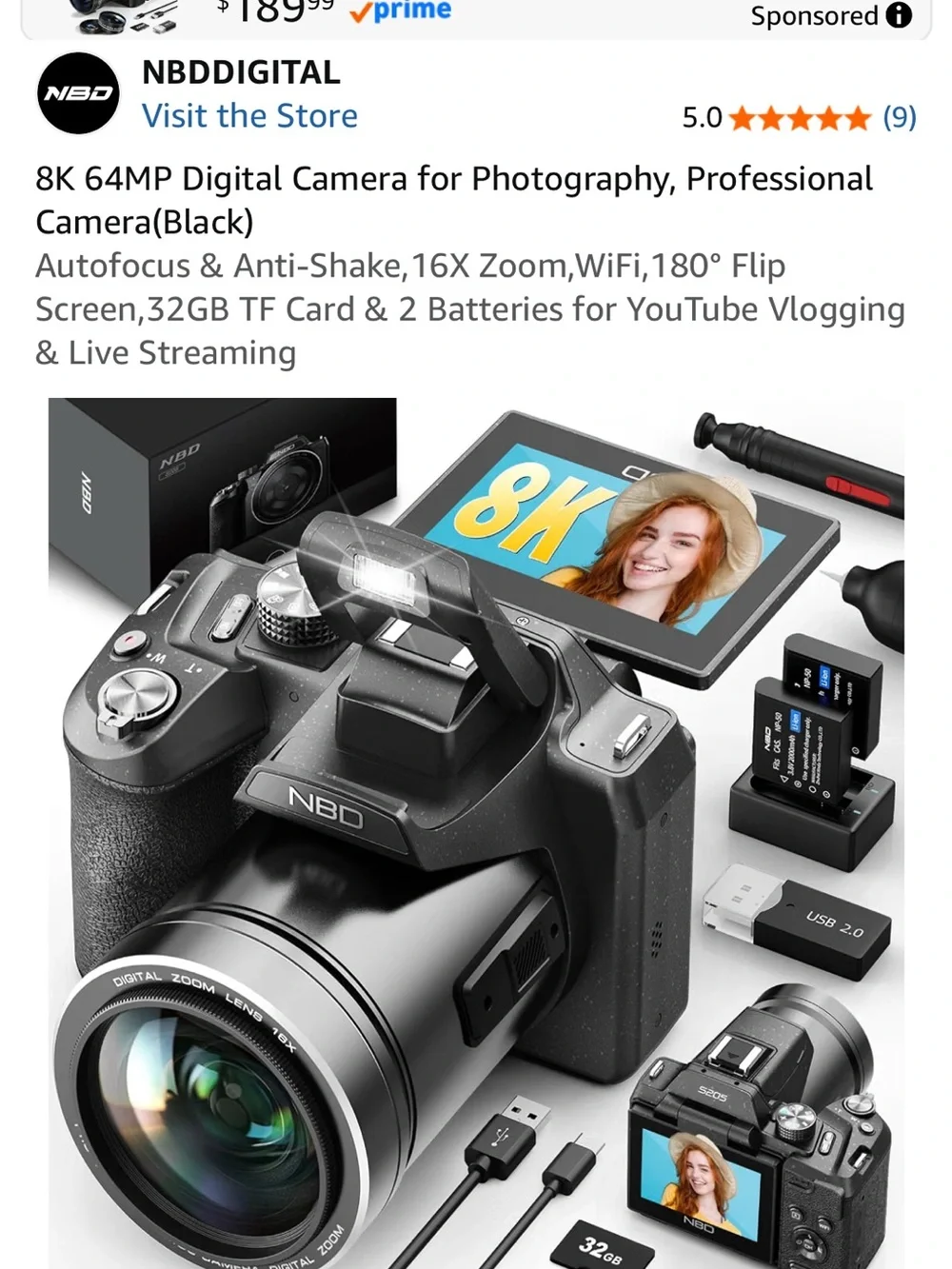 NBD S205 Digital Camera Kit in Black